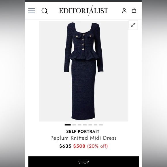 Self portrait navy peplum knit dress Self portrait navy peplum knit dress